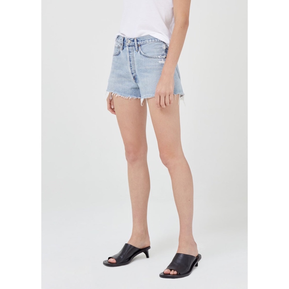 Agolde Parker Vintage Cut Off Distressed Raw Hem High Rise Shorts Rapture